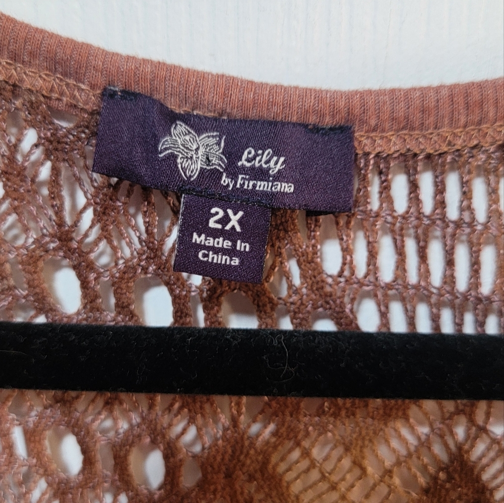 Lily By Firmiana Crochet Unique Boho Sleeveless Top W/Pockets Size 2x - Picture 3 of 3